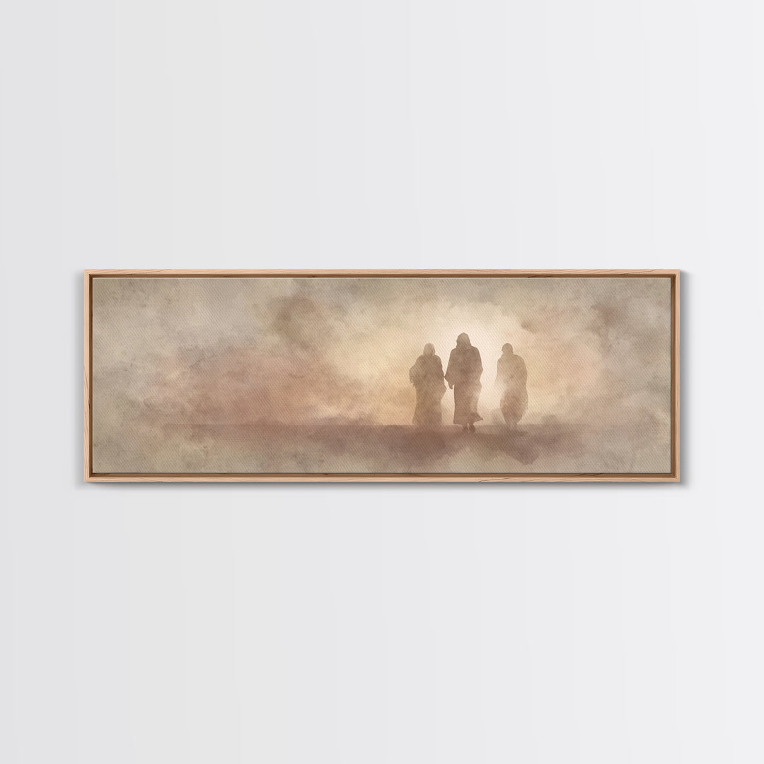 Sacred Walk Trio – Framed Canvas Print – Christian Wall Art – Christian Art Canvas – Panoramic Painting – Christian Christmas Art – Jesus P