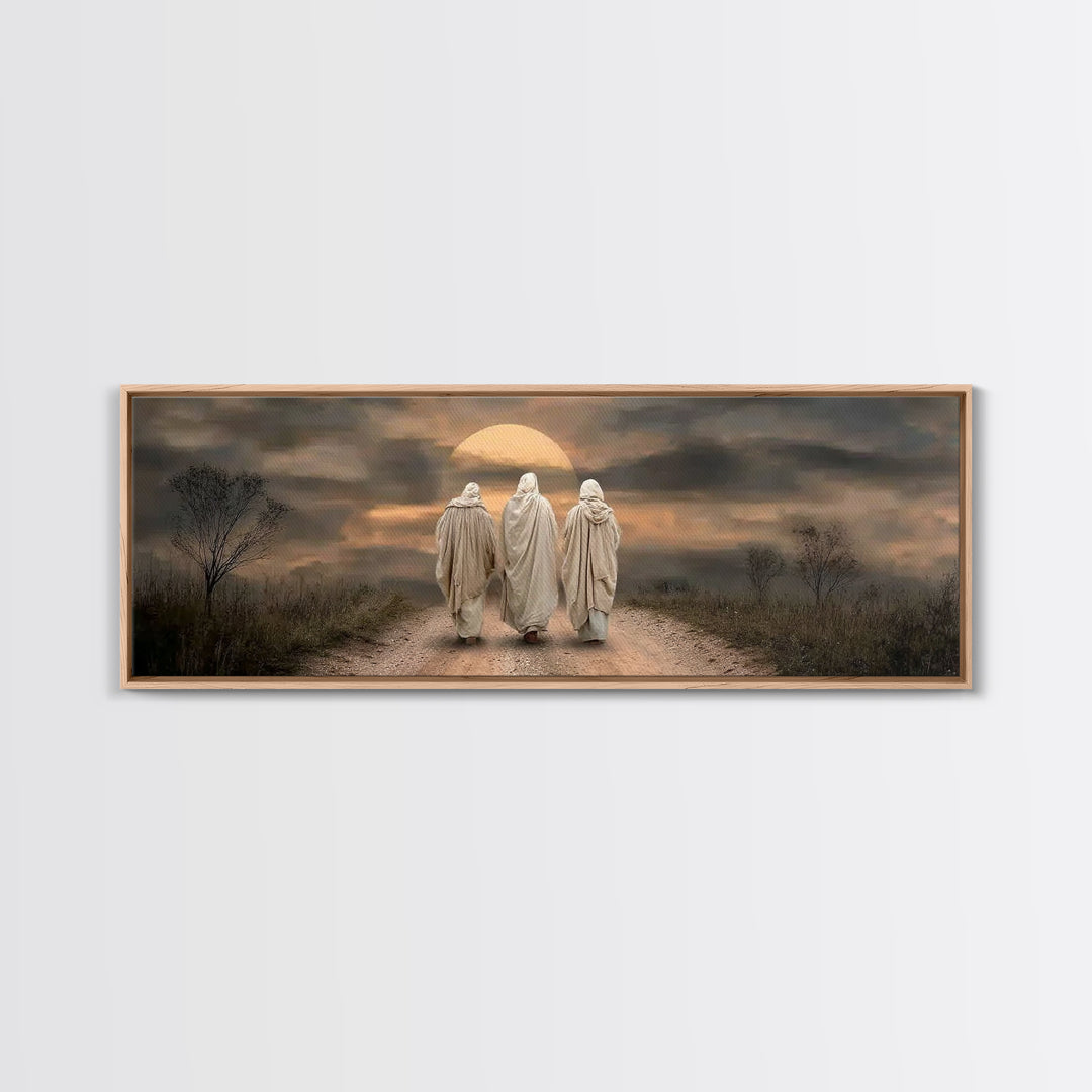 Savior’s Evening Path – Framed Canvas Print – Christian Wall Art – Christian Art Canvas – Panoramic Frame – Christian Christmas Art – Jesus