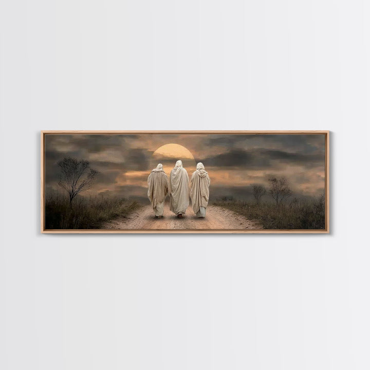 Savior’s Evening Path – Framed Canvas Print – Christian Wall Art – Christian Art Canvas – Panoramic Frame – Christian Christmas Art – Jesus