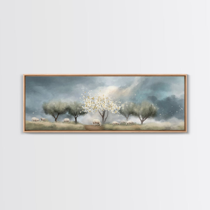 Blossoms Of Grace, Framed Canvas Print, Christian Art Canvas, Christian Christmas Art, Panoramic Wall Art, Christian Painting, Christmas Ar