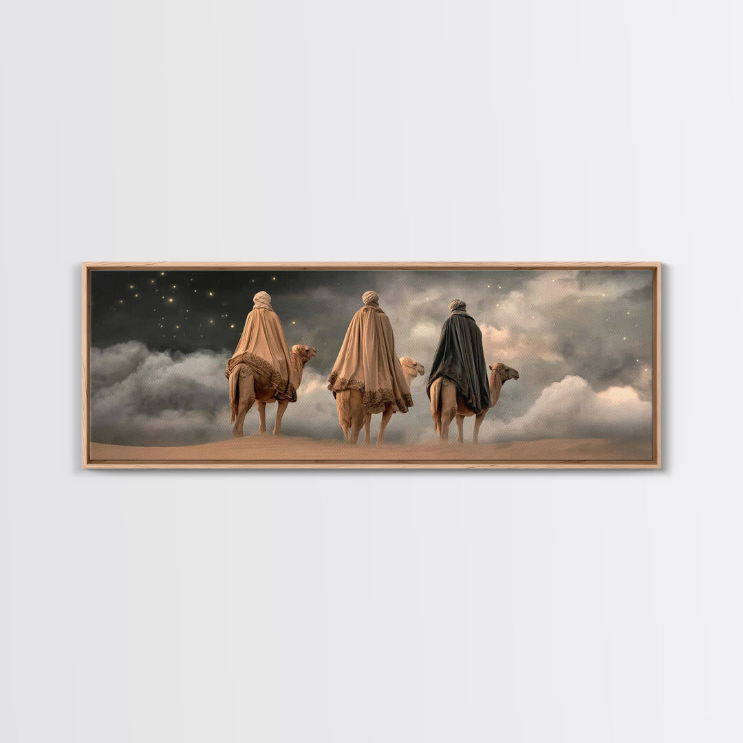 Wisemen Onward Grace – Framed Canvas Print – Panoramic Painting – Christian Wall Art – Christmas Art – Christian Art Print – Jesus Art