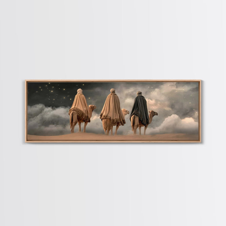 Wisemen Onward Grace – Framed Canvas Print – Panoramic Painting – Christian Wall Art – Christmas Art – Christian Art Print – Jesus Art