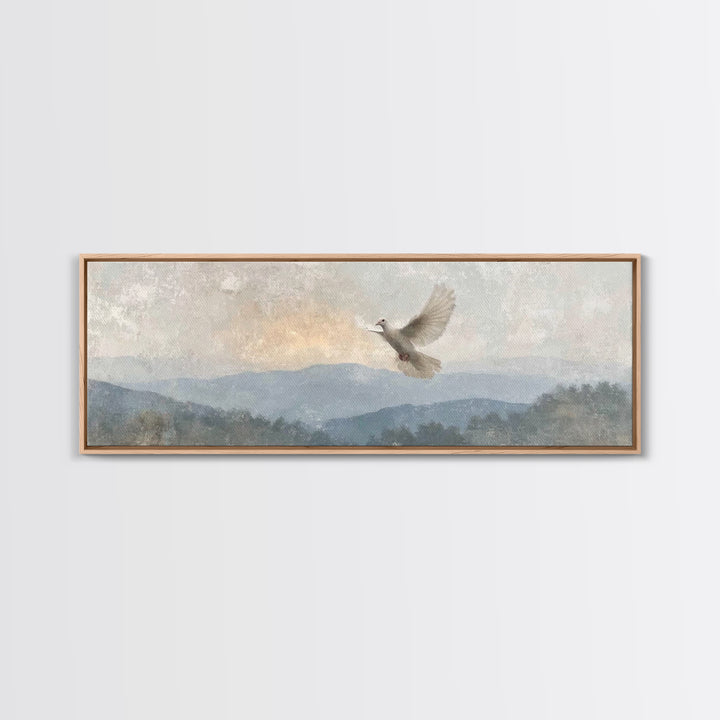 Spirit On The Mountain, Framed Canvas Print, Panoramic Wall Art, Christian Art Canvas, Christian Painting, Unique Christian Art, Christian