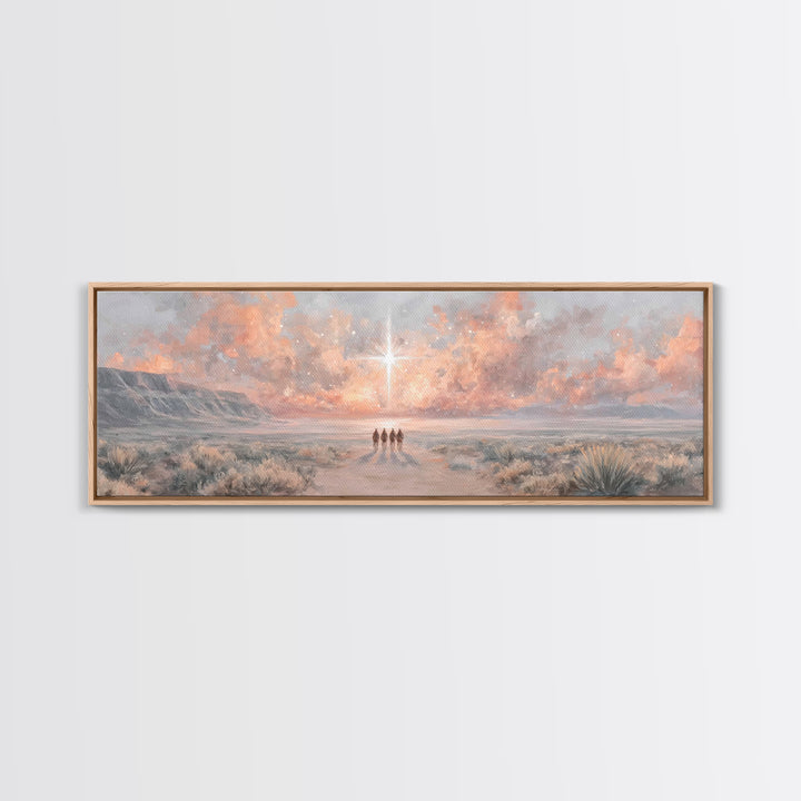 The Guiding Star – Framed Canvas Print – Panoramic Art – Christian Wall Art – Christian Art Canvas – Christmas Art – Jesus Painting