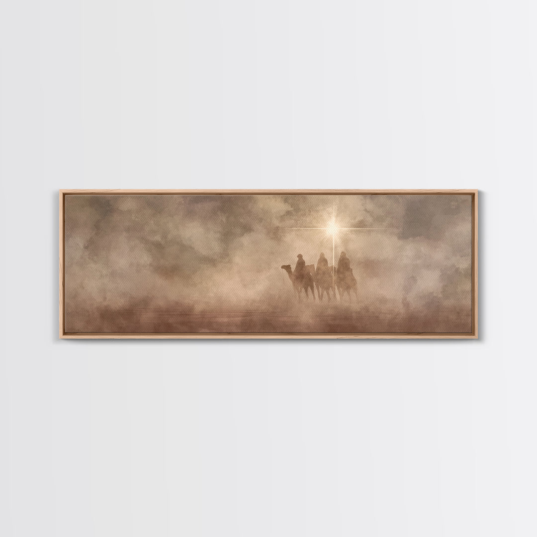 Desert Star Journey, Framed Canvas Print, Panoramic Wall Art, Christian Art Canvas, Christmas Art, Modern Christian Art, Jesus Painting