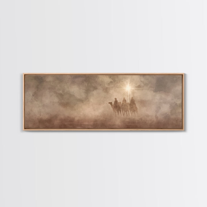 Desert Star Journey, Framed Canvas Print, Panoramic Wall Art, Christian Art Canvas, Christmas Art, Modern Christian Art, Jesus Painting