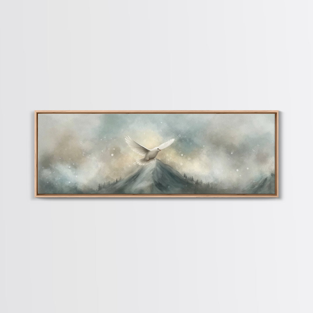 Wings Of Peace, Framed Canvas Print, Christian Wall Art, Christian Art Canvas, Panoramic Art, Christian Painting