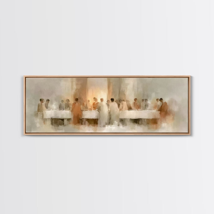Table Of Mercy, Framed Canvas Print, Christian Art Canvas, Christian Wall Art, Panoramic Art, Christian Christmas Art
