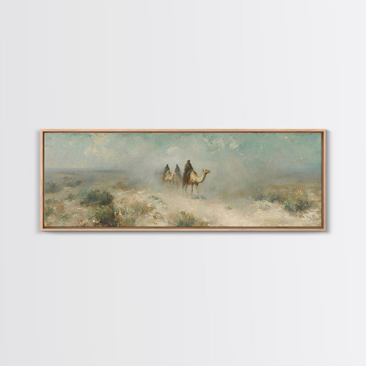 Desert Pilgrims – Framed Canvas Print – Christian Wall Art – Panoramic Art – Jesus Painting – Christian Art Canvas