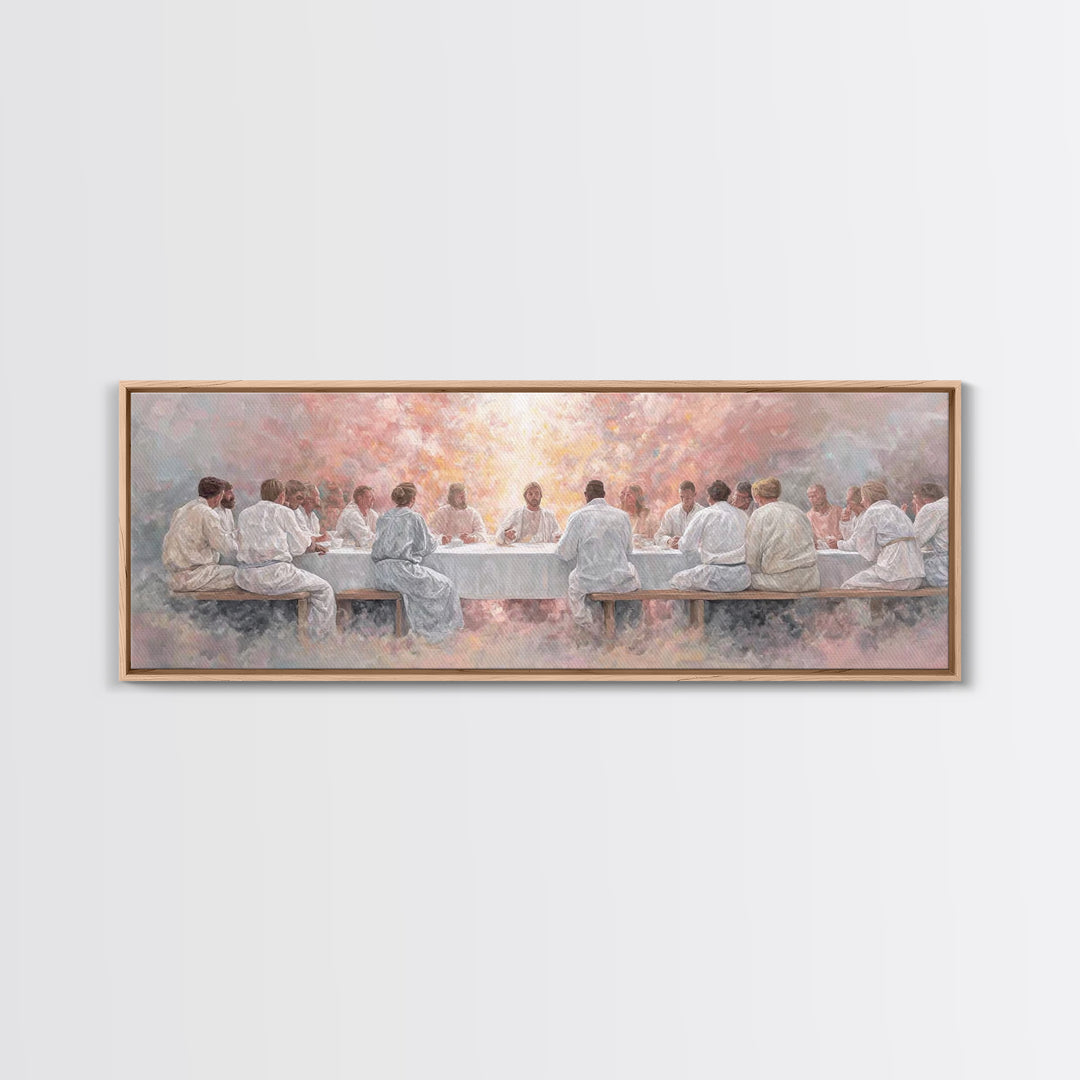 Radiant Last Supper, Framed Canvas Print, Christian Art Canvas, Christian Wall Art, Extra Wide Art, Christian Gift