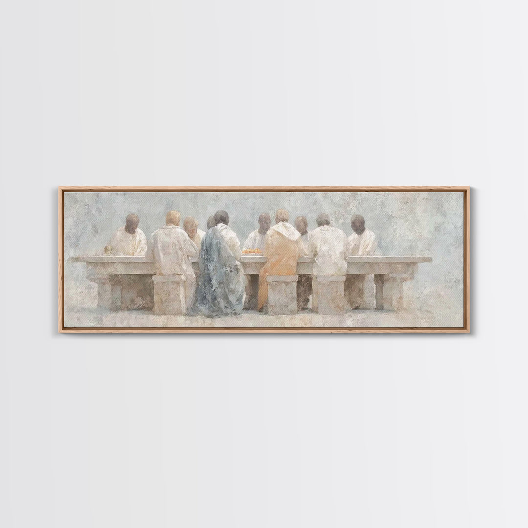 Sacred Supper Calm | Framed Canvas Print | Christian Art Canvas | Christian Wall Art | Panoramic Art | Christian Paintings