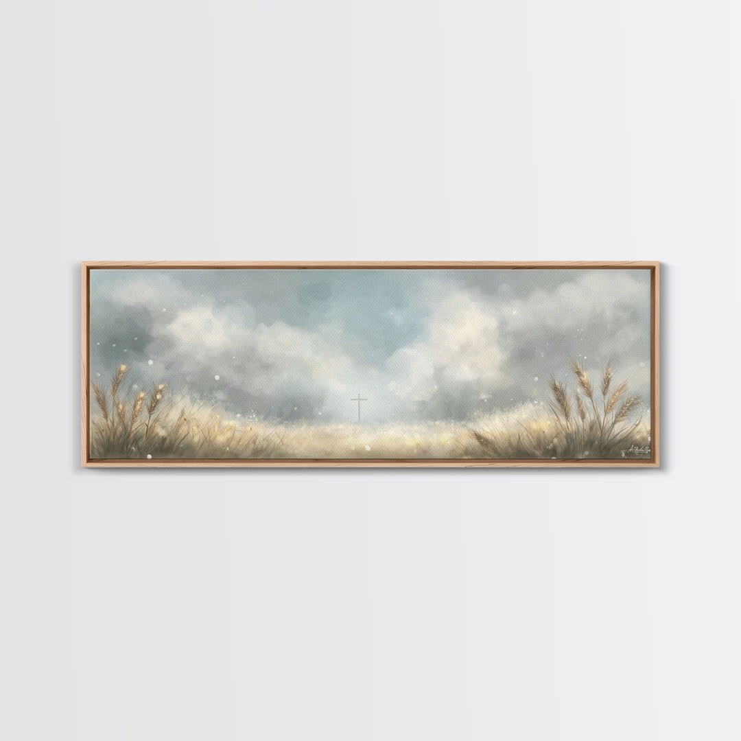 Heaven’s Wheatlight – Framed Canvas Print – Christian Wall Art – Christian Art Canvas – Panoramic Art – Christian Gift Ideas