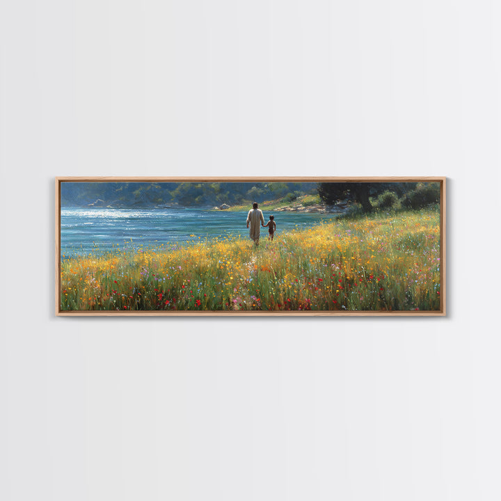 Fields Of Mercy , Framed Canvas Print, Christian Art Canvas, Christian Wall Art, Panoramic Wall Art, Jesus Painting, Christian Decor, Chris
