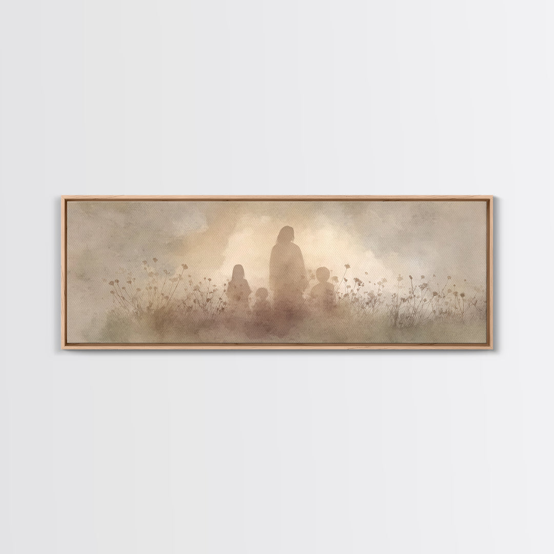 Shadows Of Hope | Framed Canvas Print | Christian Wall Art | Christian Art Print | Panoramic Painting | Jesus Canvas Art | Christian Christ