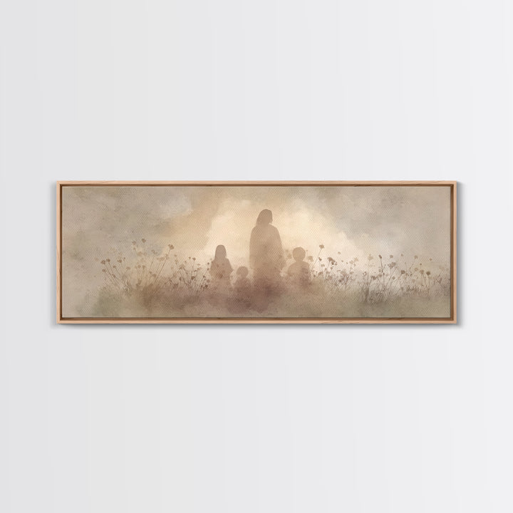 Shadows Of Hope | Framed Canvas Print | Christian Wall Art | Christian Art Print | Panoramic Painting | Jesus Canvas Art | Christian Christ