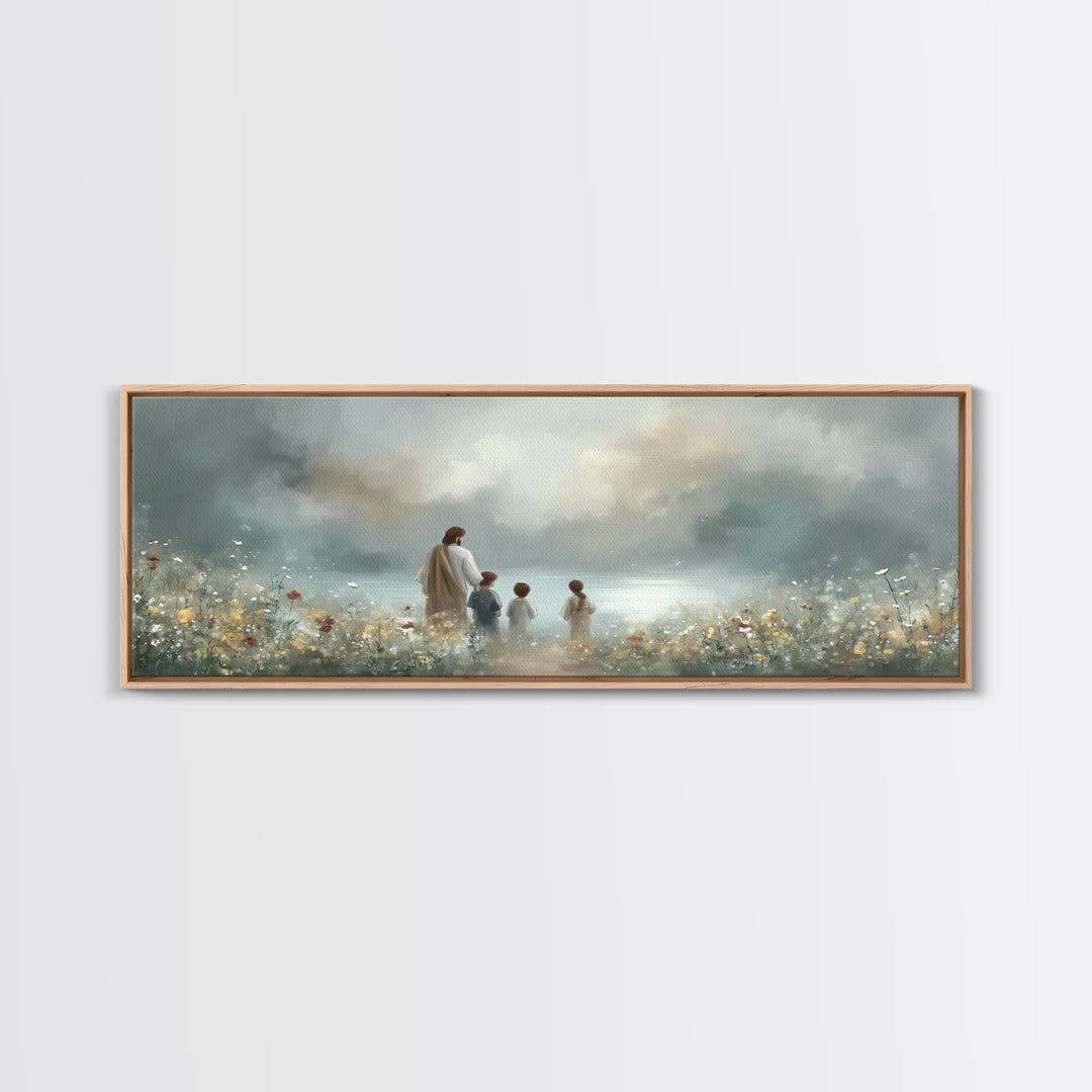 Calm Morning Grace , Framed Canvas Print, Christian Wall Art, Jesus Painting, Panoramic Art, Christian Art Canvas, Christian Christmas Art,