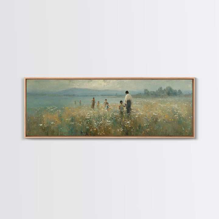 Garden Of Peace | Framed Canvas Print | Christian Art Canvas | Christian Wall Art | Jesus Painting | Panoramic Frame | Christian Decoration