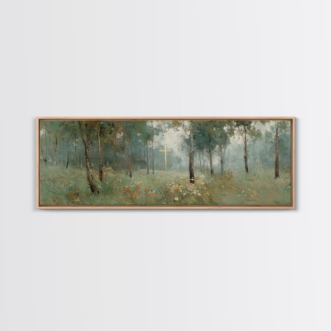 Cross Of Hope – Framed Canvas Print – Panoramic Painting – Christian Wall Art – Christian Art Canvas – Christian Christmas Art – Christian