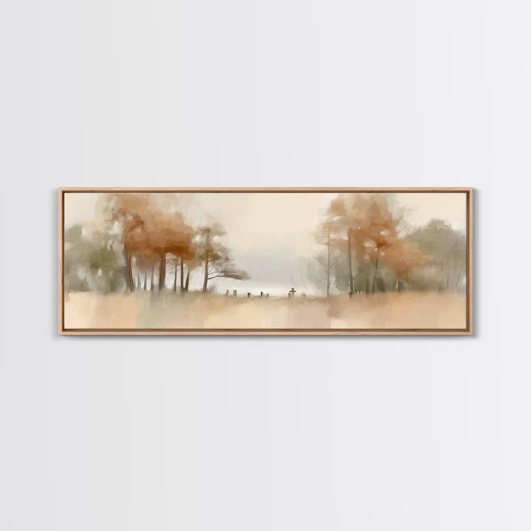 Autumn Valley Cross - Framed Canvas Print - Panoramic Frame - Christian Wall Art - Christian Art Canvas - Jesus Painting - Christian Gift I
