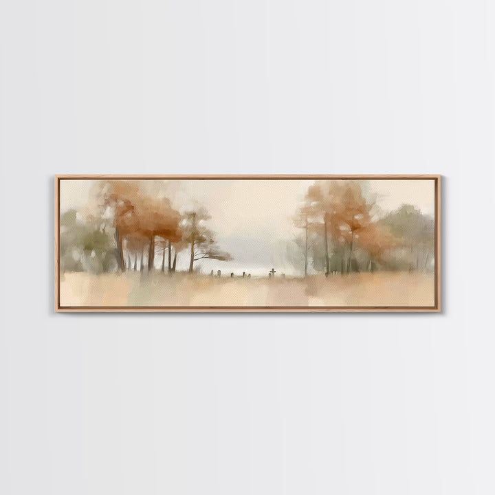 Autumn Valley Cross - Framed Canvas Print - Panoramic Frame - Christian Wall Art - Christian Art Canvas - Jesus Painting - Christian Gift I