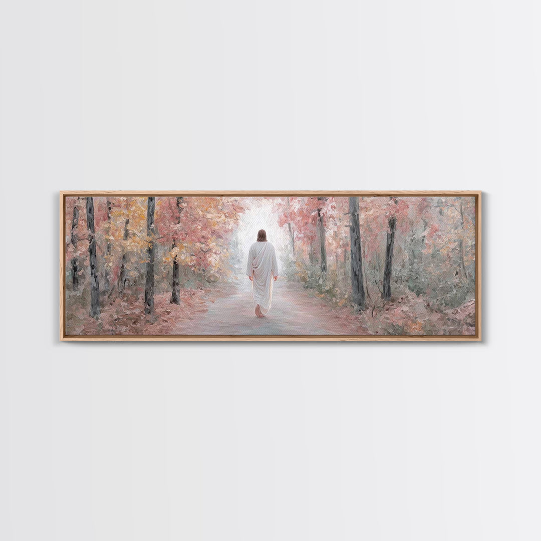 Radiant Grove Walk - Framed Canvas Print - Panoramic Wall Art - Christian Art Canvas - Christian Wall Art - Jesus Painting - Christian Deco