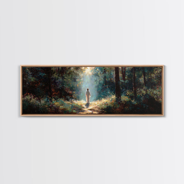 Light of the Forest | Framed Canvas Print | Panoramic Painting | Christian Wall Art | Christian Canvas | Jesus Painting | Christian Art Pri