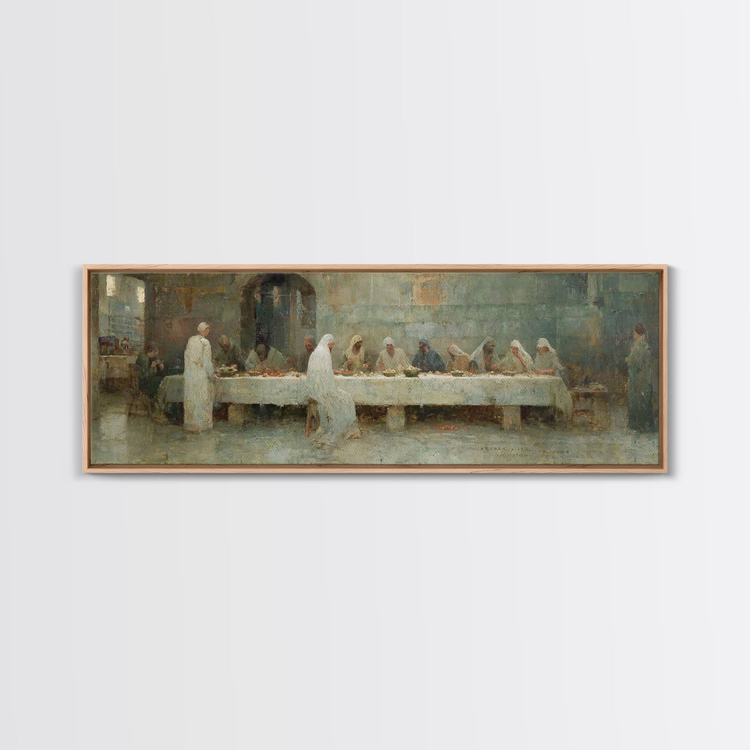 Humble Table Fellowship | Framed Canvas Print | Panoramic Art | Christian Art Canvas | Christian Wall Art | Christian Painting | Christian