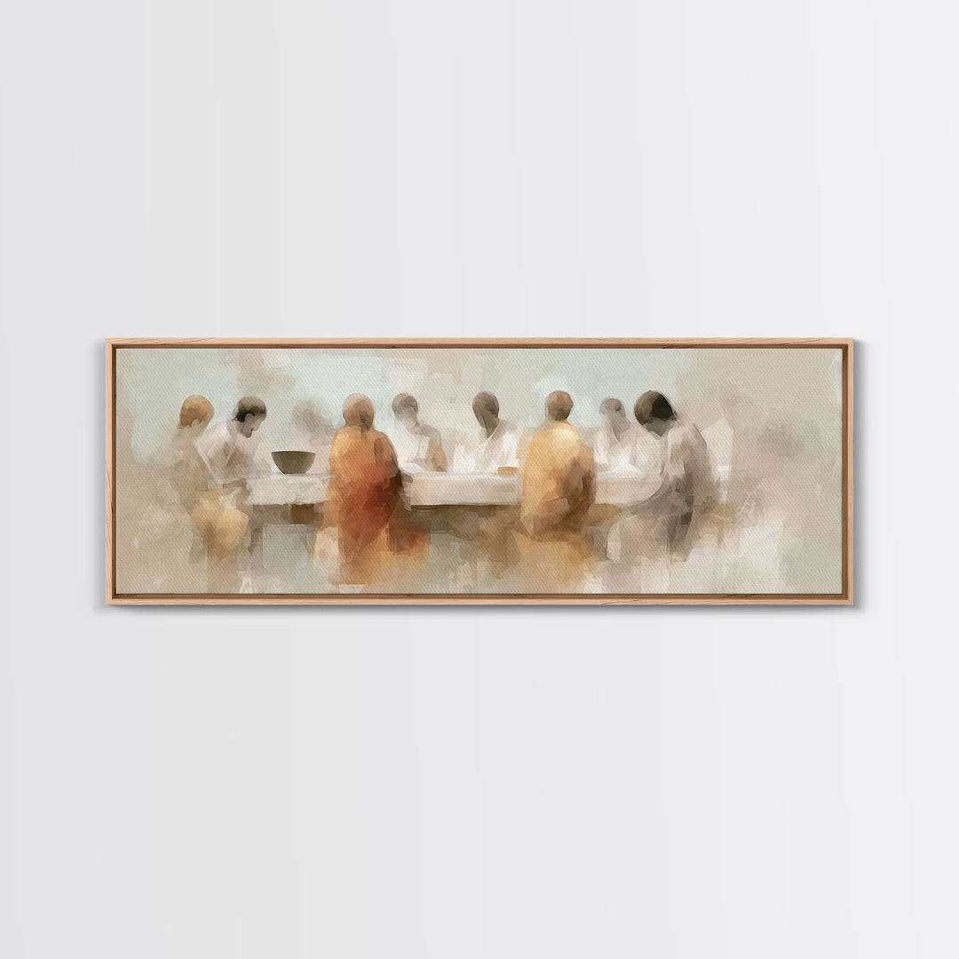 Quiet Supper Silhouettes | Framed Canvas Print | Panoramic Wall Art | Christian Art Canvas | Christian Painting | Christian Wall Art | Mood