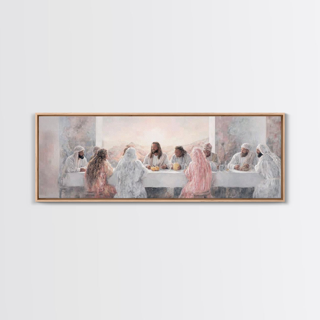 Table Of Eternal Grace, Framed Canvas Print, Panoramic Art, Christian Wall Art, Jesus Painting, Christian Art Canvas, Christian Christmas A