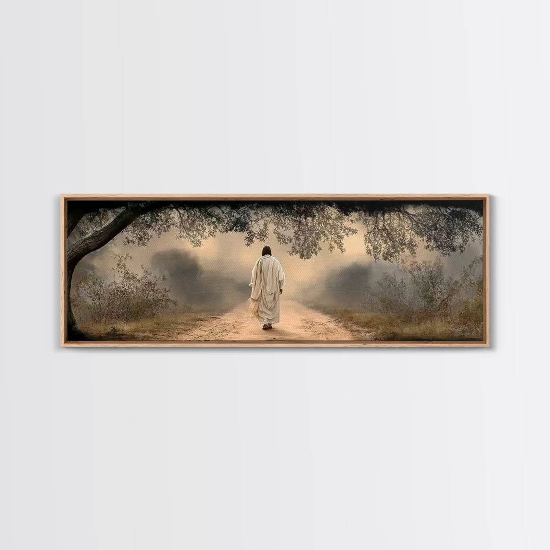 Walking In Grace, Framed Canvas Print, Panoramic Painting, Christian Wall Art, Jesus Canvas Art, Christian Art Print, Modern Christian Art
