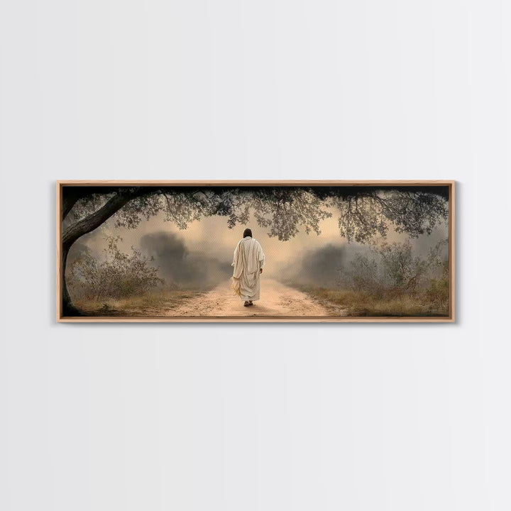 Walking In Grace, Framed Canvas Print, Panoramic Painting, Christian Wall Art, Jesus Canvas Art, Christian Art Print, Modern Christian Art