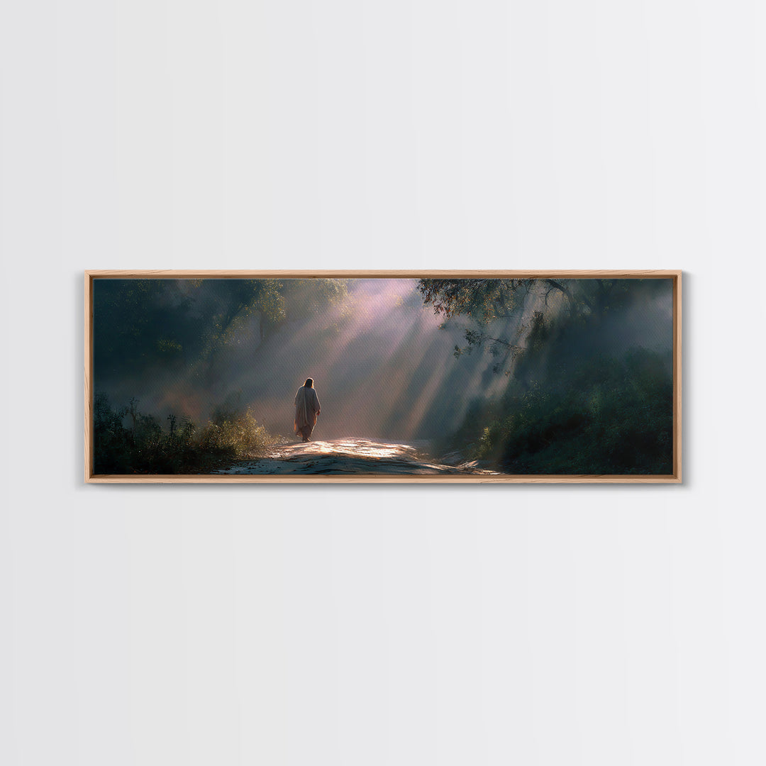 Path Of Light – Framed Canvas Print – Panoramic Art – Jesus Painting – Christian Wall Art – Moody Christian Art – Christian Art Canvas