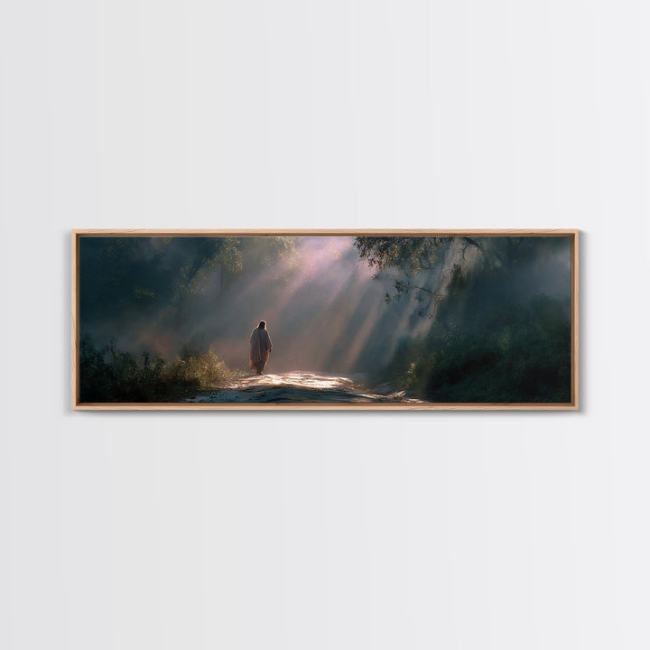 Path Of Light – Framed Canvas Print – Panoramic Art – Jesus Painting – Christian Wall Art – Moody Christian Art – Christian Art Canvas