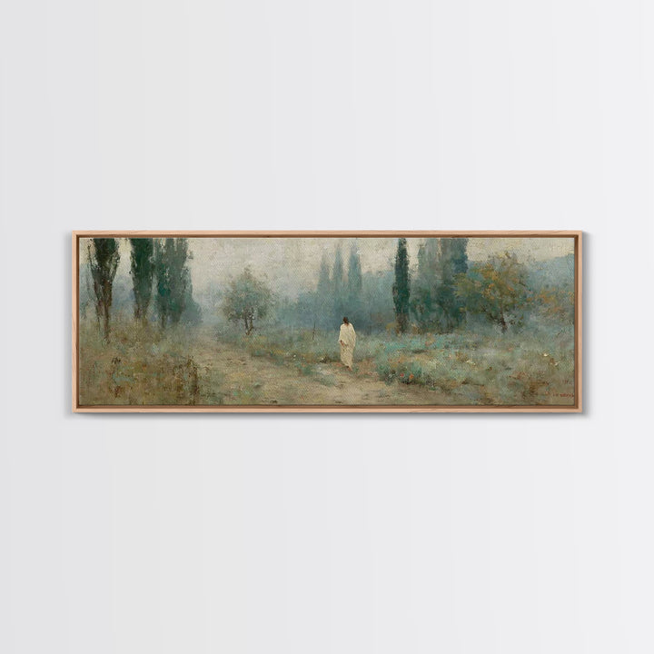 Morning Path Grace – Framed Canvas Print – Panoramic Print – Christian Art – Jesus Canvas Art – Christian Christmas Art – Christian Art Can