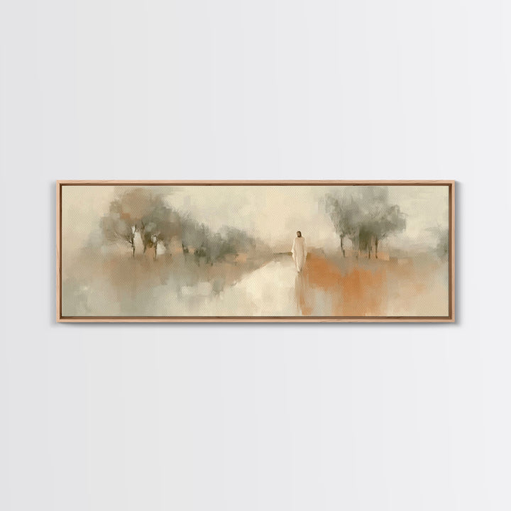 Dawnlit Journey | Framed Canvas Print | Panoramic Painting | Christian Wall Art | Jesus Painting | Christian Art Canvas | Christian Gift
