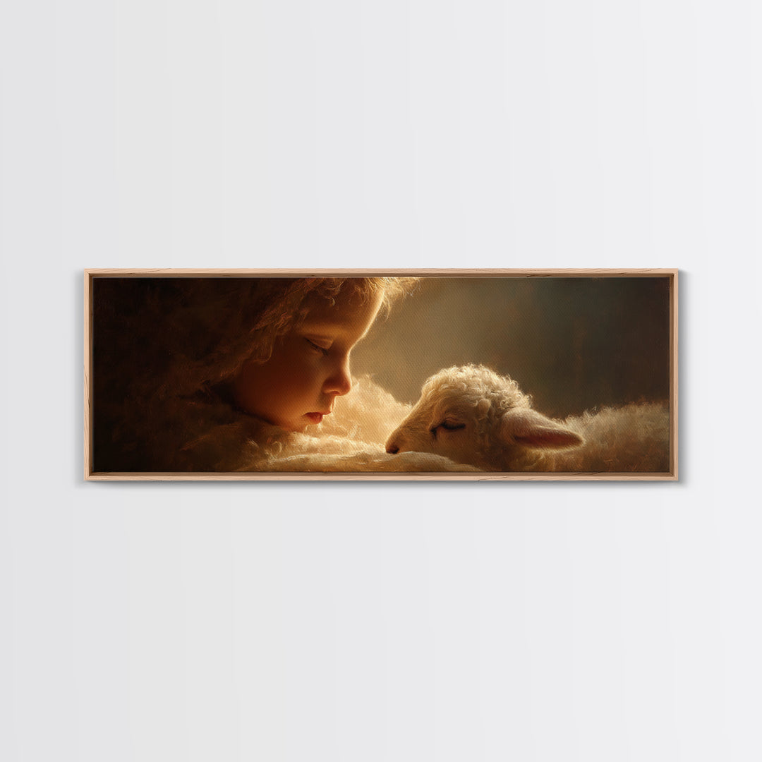 Soft Halo Rest, Framed Canvas Print, Christian Art Canvas, Panoramic Art, Christian Christmas Decor, Jesus Christmas Art, Christian Wall Ar