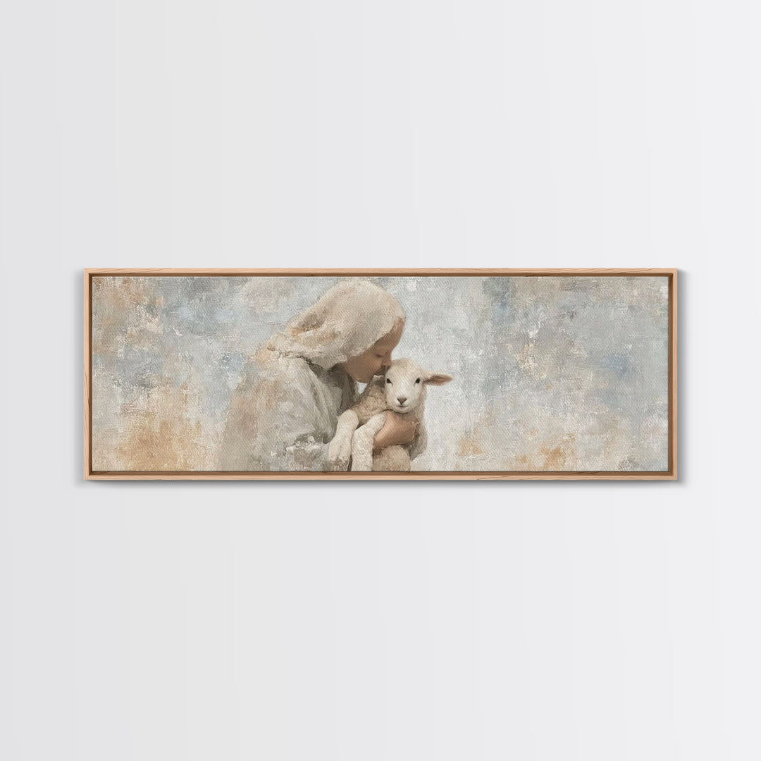 Mothering Grace – Framed Canvas Print – Christian Art – Panoramic Print – Christmas Art Work – Christian Christmas Decorations – Jesus Art