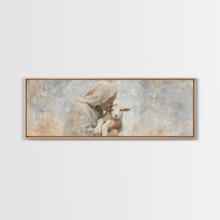 Mothering Grace – Framed Canvas Print – Christian Art – Panoramic Print – Christmas Art Work – Christian Christmas Decorations – Jesus Art