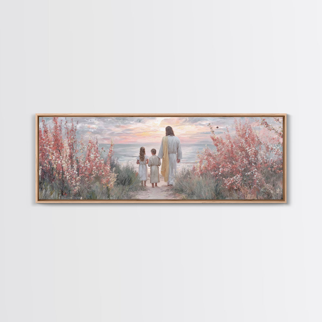 Blossoms Of Grace – Framed Canvas Print – Christian Wall Art – Jesus Painting – Panoramic Art – Christian Art Canvas – Christmas Art