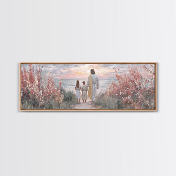 Blossoms Of Grace – Framed Canvas Print – Christian Wall Art – Jesus Painting – Panoramic Art – Christian Art Canvas – Christmas Art