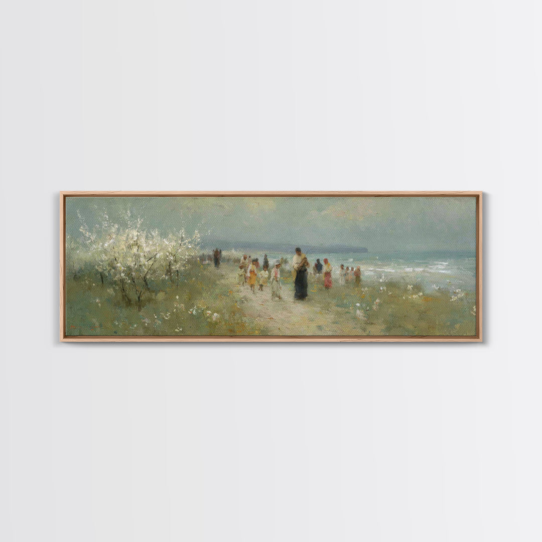 Shoreline Mercy, Framed Canvas Print, Christian Art Canvas, Panoramic Wall Art, Jesus Painting, Christian Wall Art, Christmas Art Prints