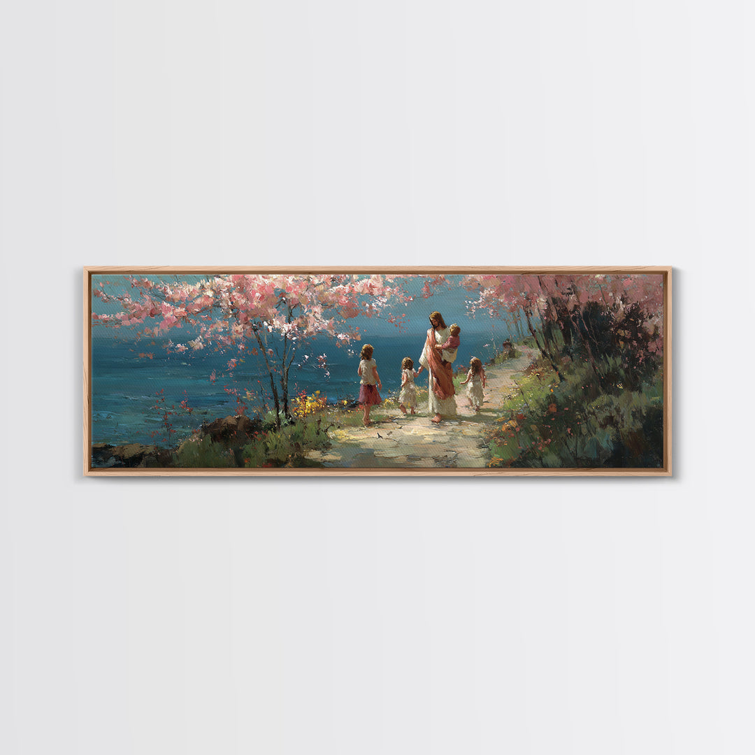 Path Of Hope | Framed Canvas Print | Christian Wall Art | Panoramic Painting | Jesus Art Print | Christian Art Canvas | Christmas Art
