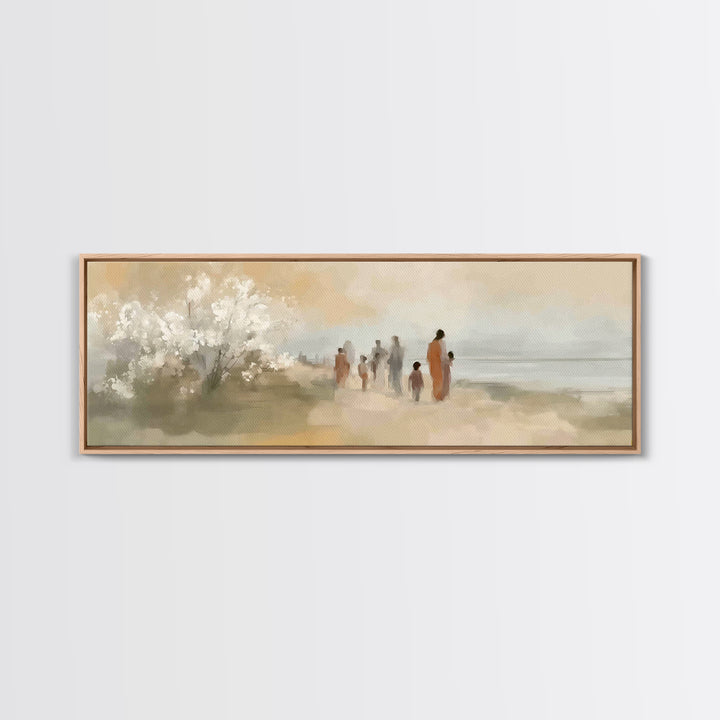Morning Of Peace – Framed Canvas Print – Christian Art Print – Panoramic Frame – Jesus Painting – Christian Wall Art – Christmas Art