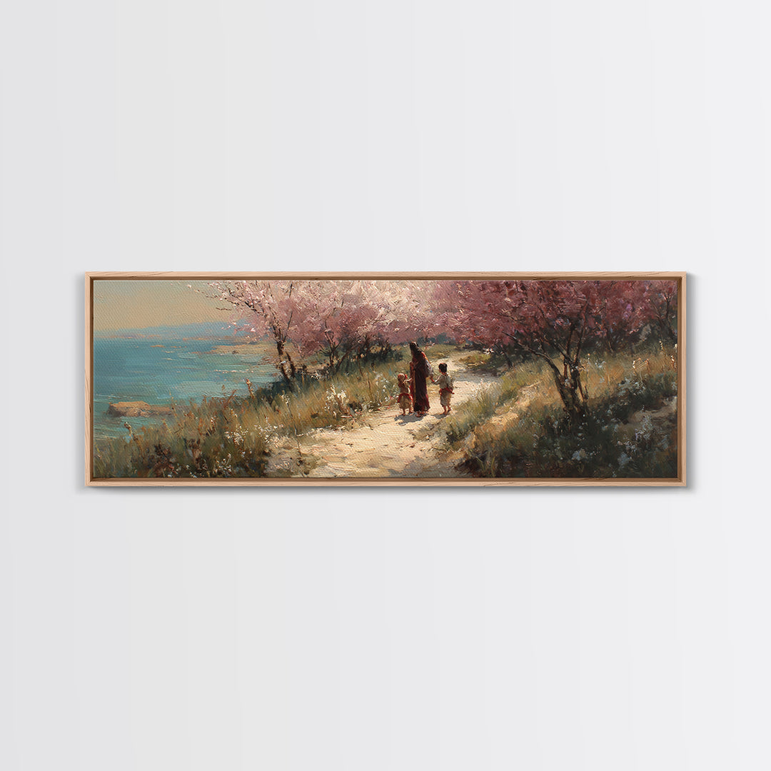 Fields Of Blessing, Framed Canvas Print, Christian Wall Art, Panoramic Print, Jesus Painting Canvas, Christian Art Work, Christmas Art