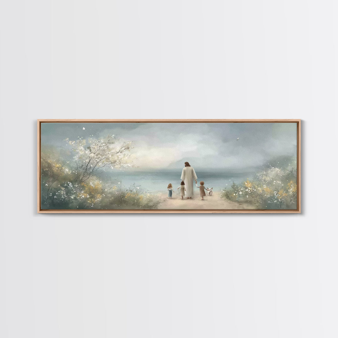 Garden Of Calm – Framed Canvas Print – Christian Painting – Panoramic Wall Art – Jesus Canvas Art – Christian Decor – Christmas Art