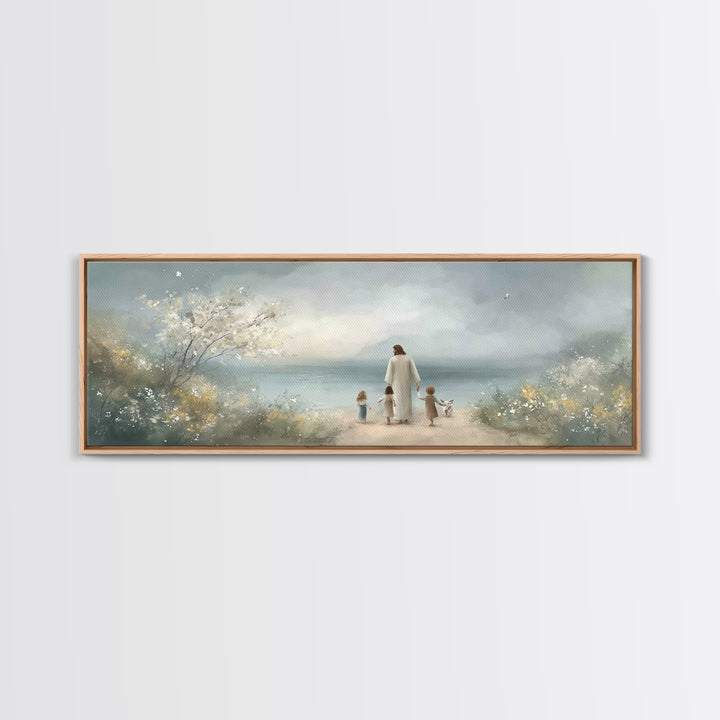 Garden Of Calm – Framed Canvas Print – Christian Painting – Panoramic Wall Art – Jesus Canvas Art – Christian Decor – Christmas Art