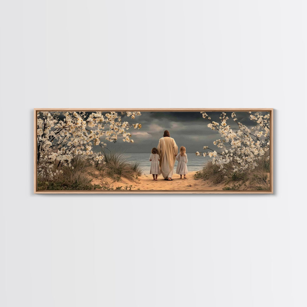 Heavenly Pathway | Framed Canvas Print | Christian Wall Art | Jesus Art Canvas | Panoramic Art | Christian Decoration | Christmas Art