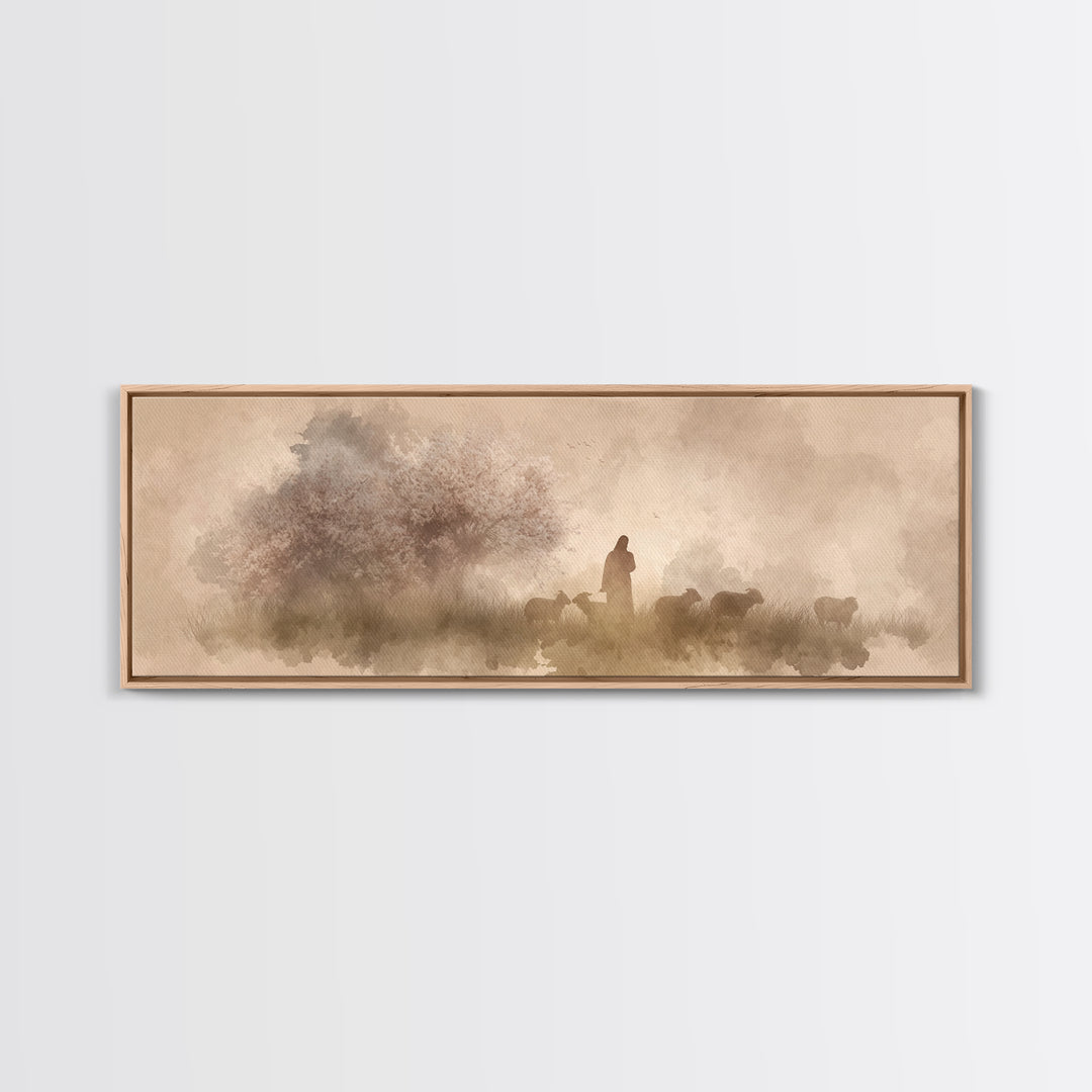 Orchard Of Peace – Framed Canvas Print – Christian Art Canvas – Panoramic Art – Jesus Wall Art – Christian Painting – Christmas Art