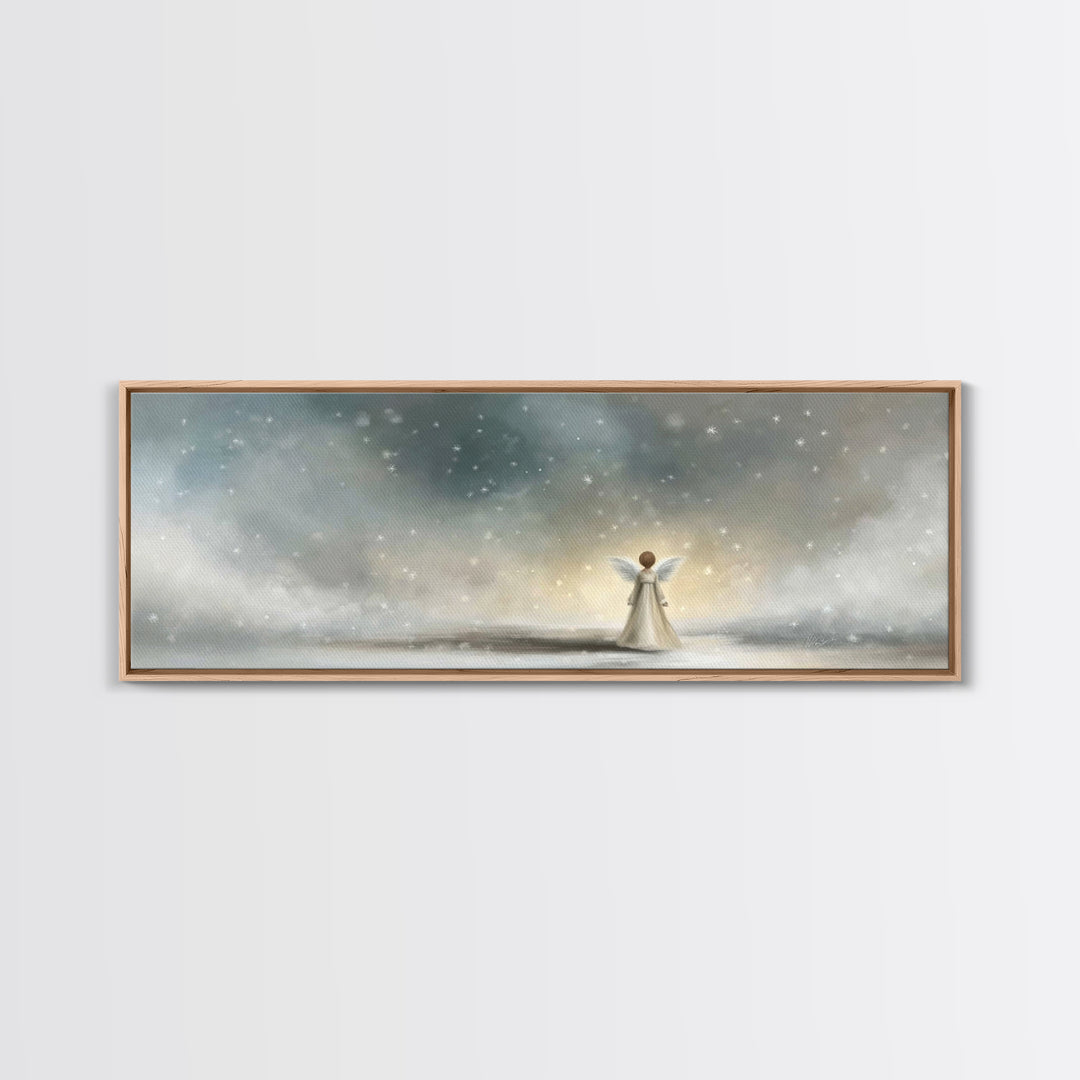 Field Of Gentle Mercy, Framed Canvas Print, Christian Art Canvas, Panoramic Wall Art, Jesus Painting, Christian Painting, Christmas Art