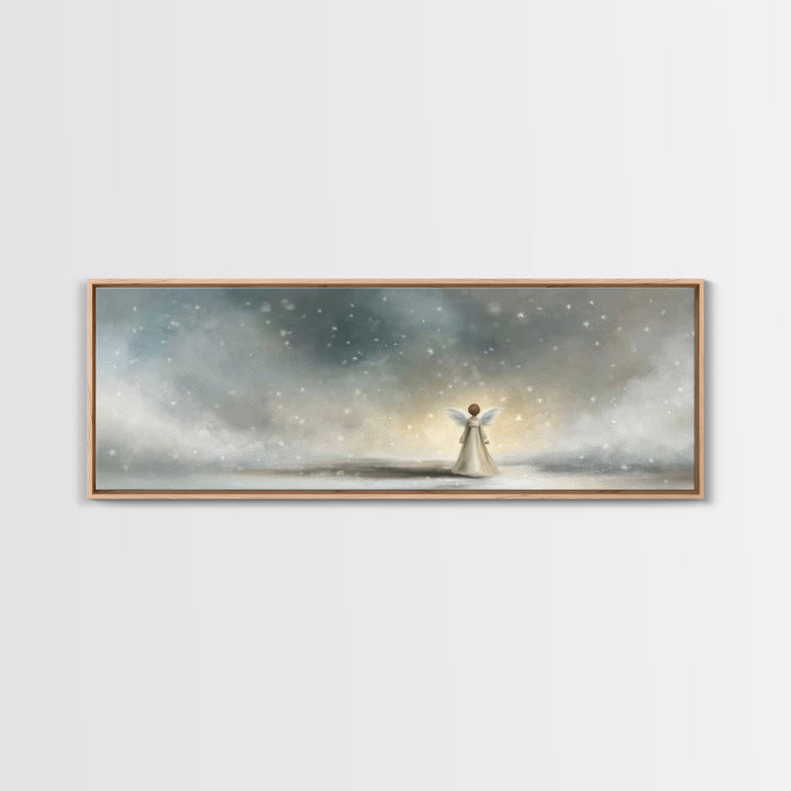 Field Of Gentle Mercy, Framed Canvas Print, Christian Art Canvas, Panoramic Wall Art, Jesus Painting, Christian Painting, Christmas Art